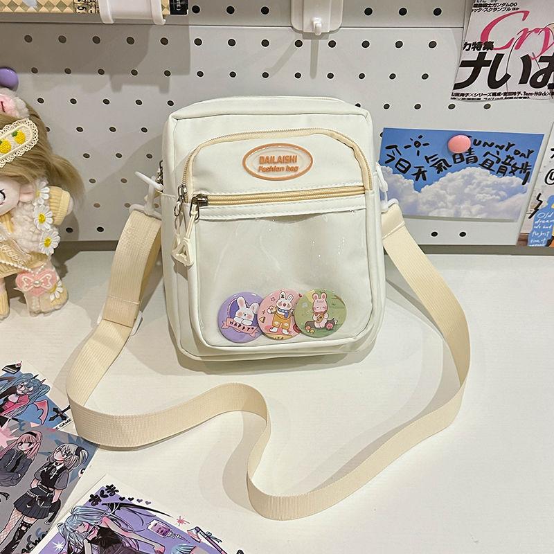 JIAERDI Harajuku Pink Itabag Messenger Bag Women Transparent Nylon Chic Casual Crossbody Bags Female JK Anime Pain Bag Aesthetic