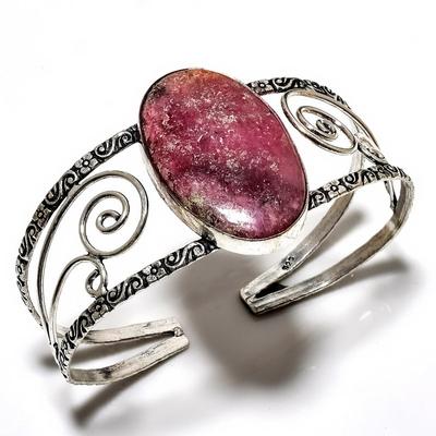 Родонит драгоценный камень 925 посеребренный ювелирный браслет ручной работы браслет-манжета