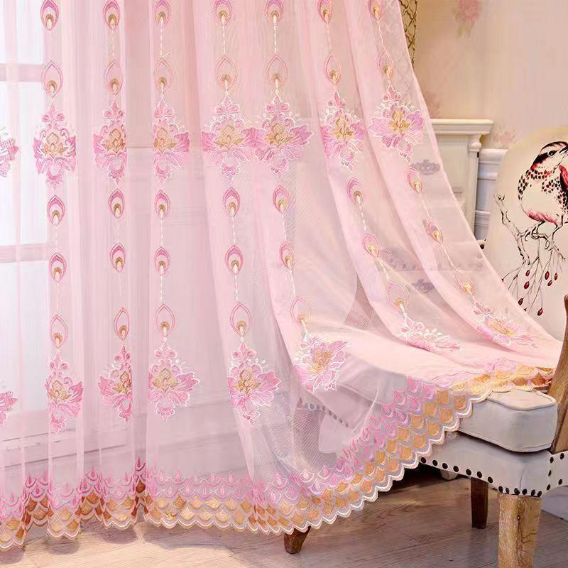 Embroidered Tulle Sheer Curtains for Living Room Curtains for Bedroom Wedding Voile Flower Drapes Windows Backdrop Europe