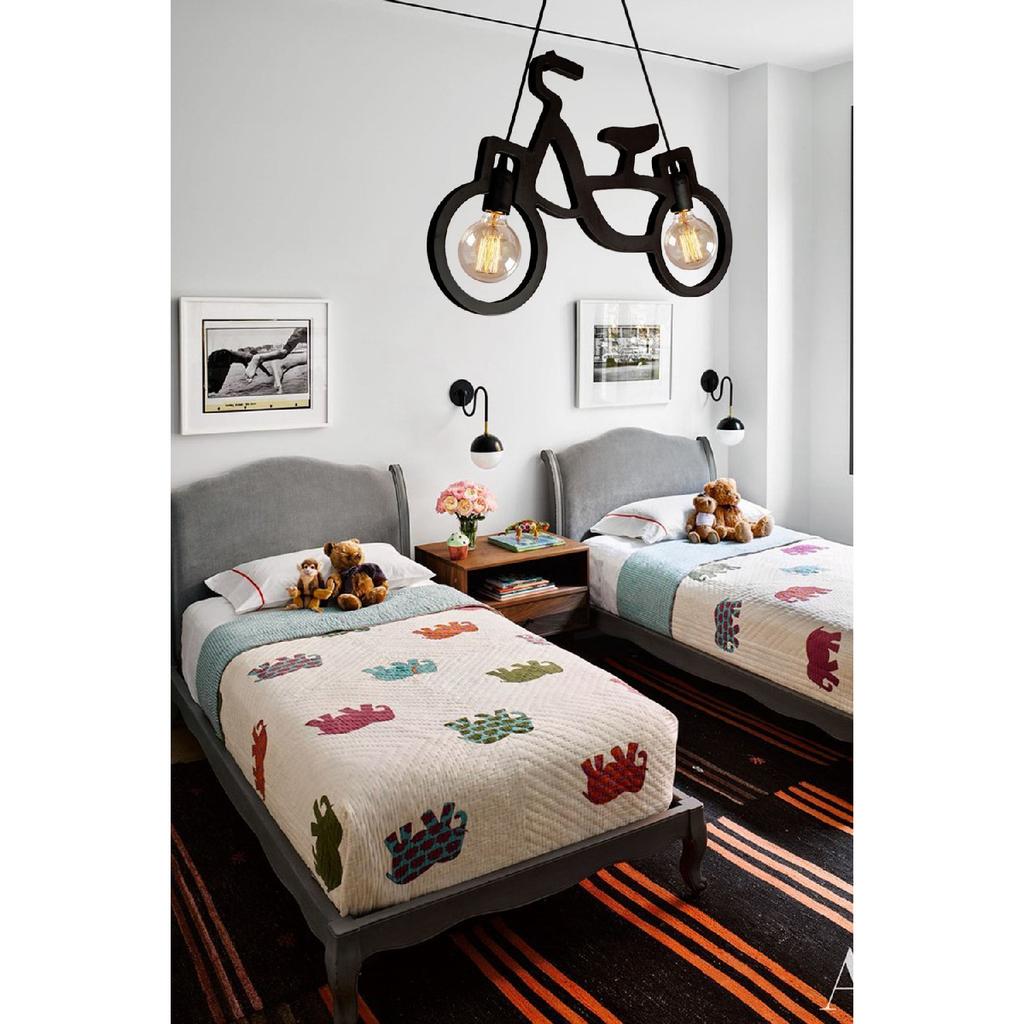 Деревянная черная велосипедная сталактитовая люстра из дерева, роскошная деревенская современная декоративная лампа, люстра для детской комнаты