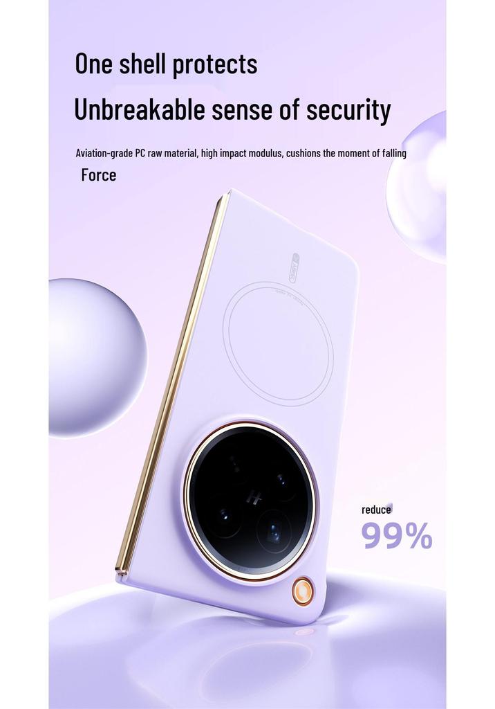 Совместимо с OPPO Find N6: Магнитный жидкий ПК защитный чехол, однотонный, противоударный, твердая оболочка с ощущением кожи