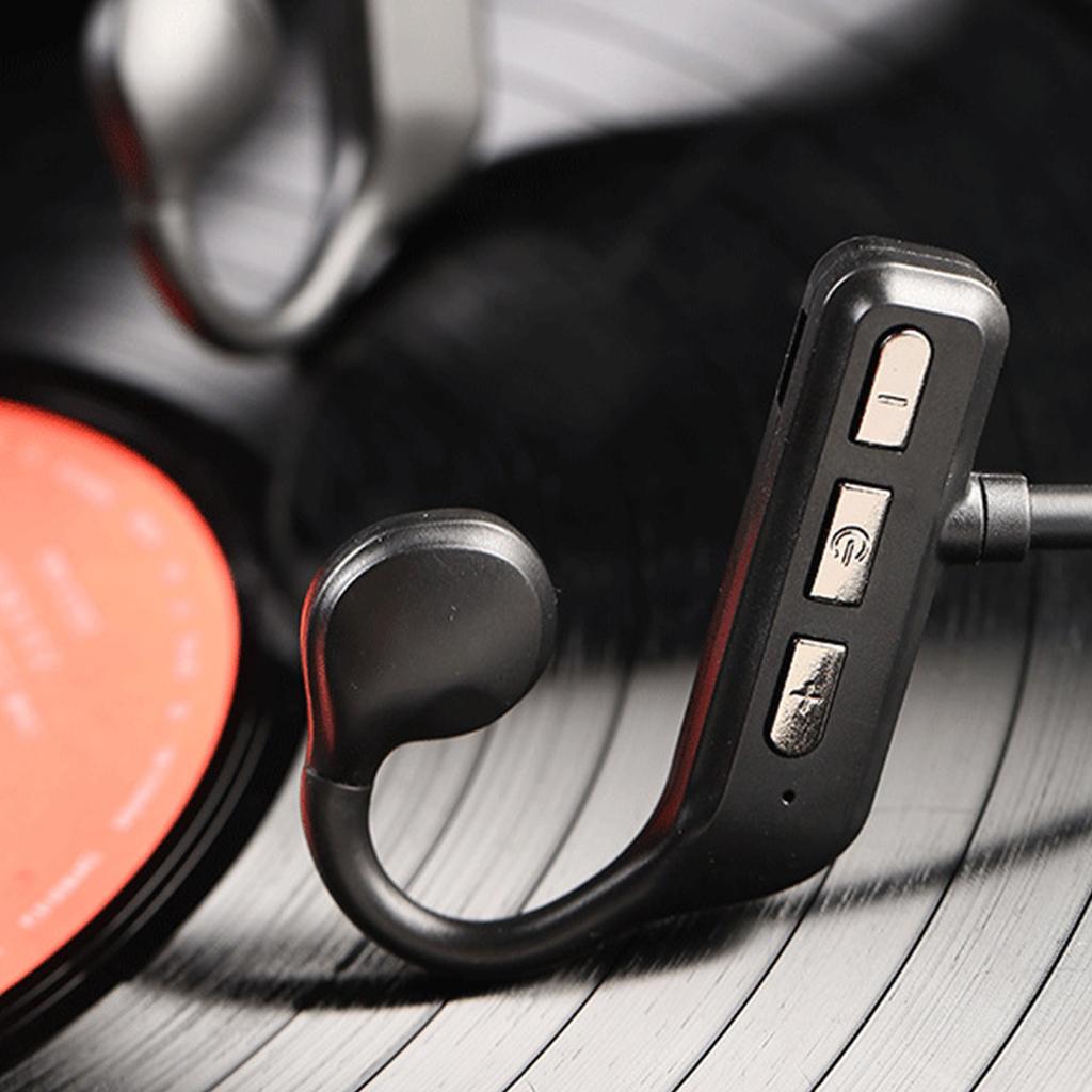 Open-Ear Bone Conduction Bluetooth-compatible Headphones with Lightweight Neckband Waterproof Black Bicycling Hiking