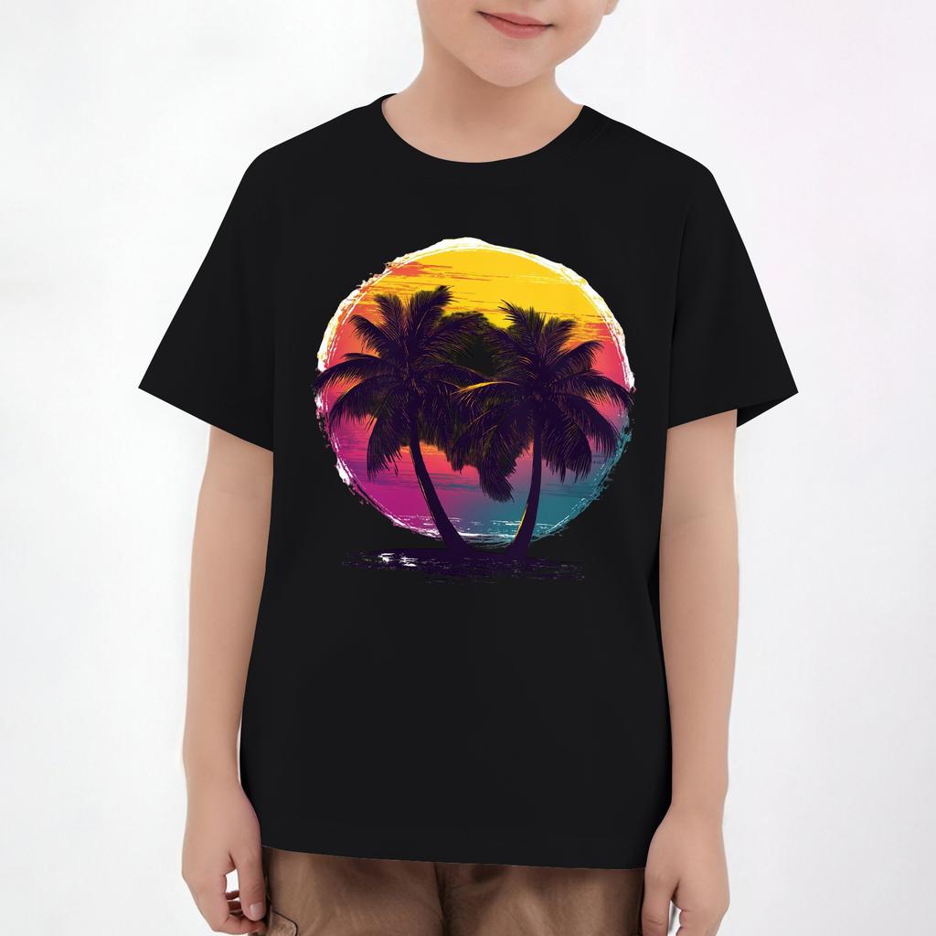 Детские топы с коротким рукавом, повседневная футболка с принтом, круглый вырез, блузка-пуловер