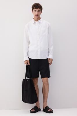 Рубашка HM Regular Fit из льняной смеси белого цвета