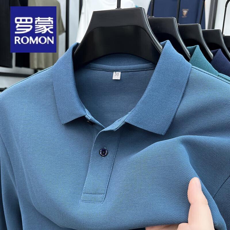 ROMON Мужская однотонная повседневная футболка-поло с длинным рукавом