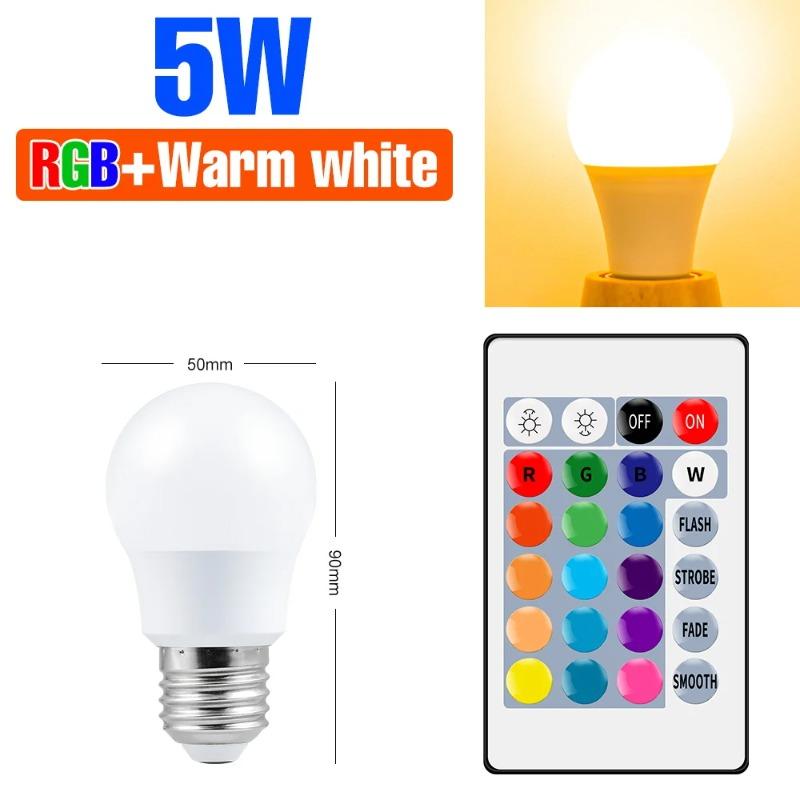 220V E27 Светодиодные лампы LED 3W 5W 10W 15W ИК Пульт управления Изменяемая Цветная RGB Светодиодная лампа Лампа-прожектор Рождественские Хэллоуин атмосферные огни