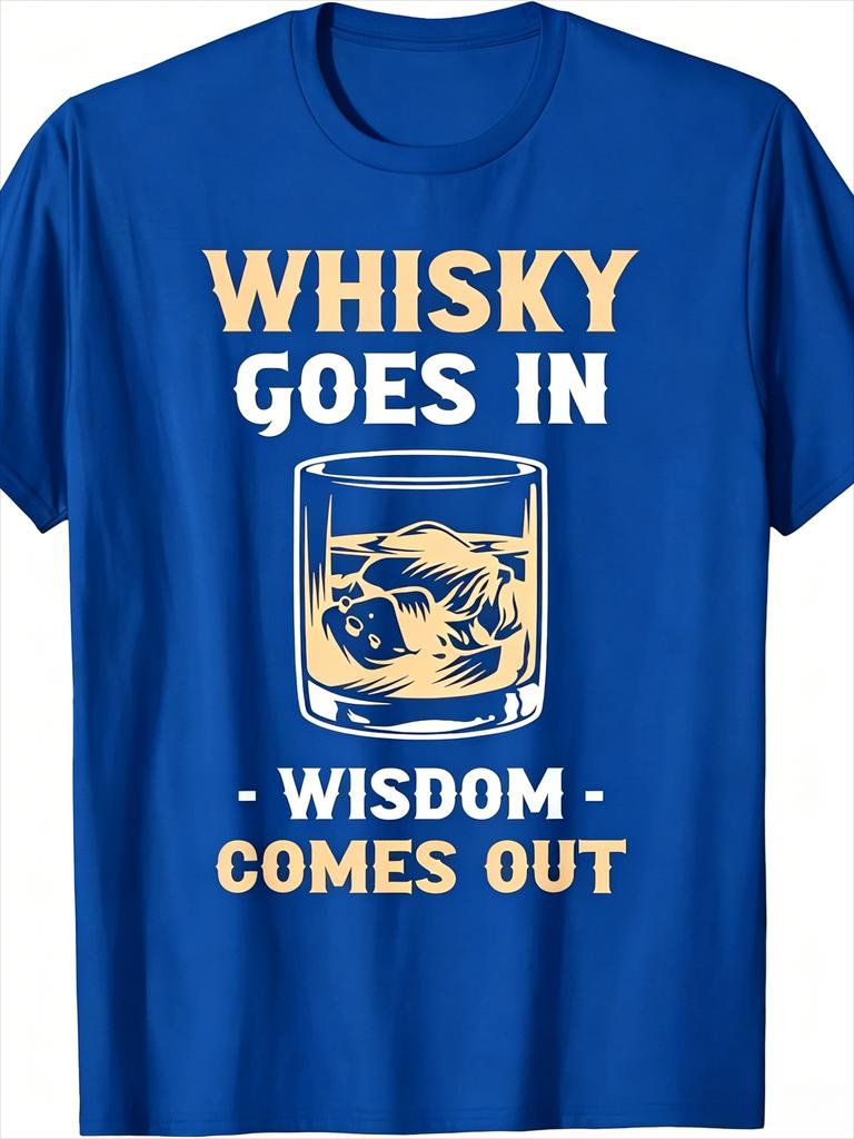 Whisky Drinking Humor TShirt Vintage Western Font Whiskey Glass Print Tee Bourbon Lover Gift For Unisex Casual Short Sleeve Tops