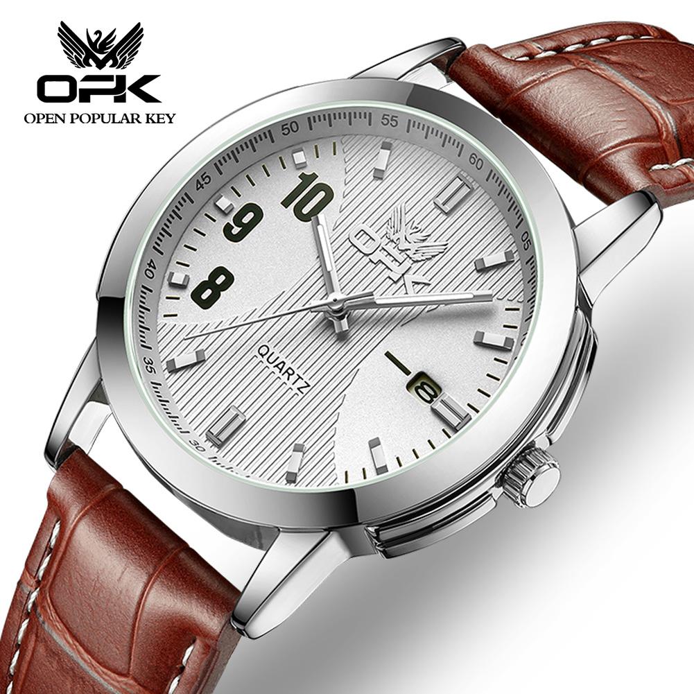 OPK 6021 Quartz Watches for Men Original Leather Strap Casual Fashion Man Watch Simple Business Waterproof Men's Watches