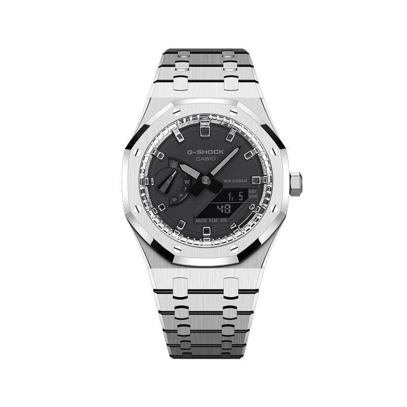 Casio Унисекс Жидкокристаллический/Аналоговый Двойной Дисплей Серия 44,5 мм Черные Часы GA-2100-1A1(Команда788--)