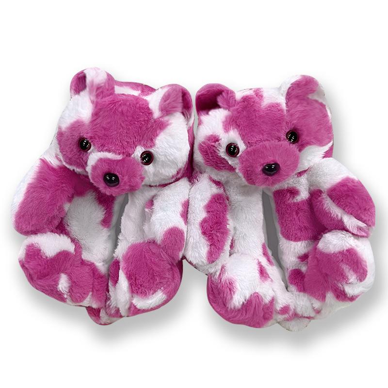 Funny Indoor Slippers Womens Winter Keep Warm Men Shoes Teddy Bear Non-slip Soft Slippes