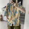 Hawaiian Men's Casual Flower Shirt Hong Kong Style Retro Beach Shirt Floral Couple Flower Shirt Short Sleeve Men