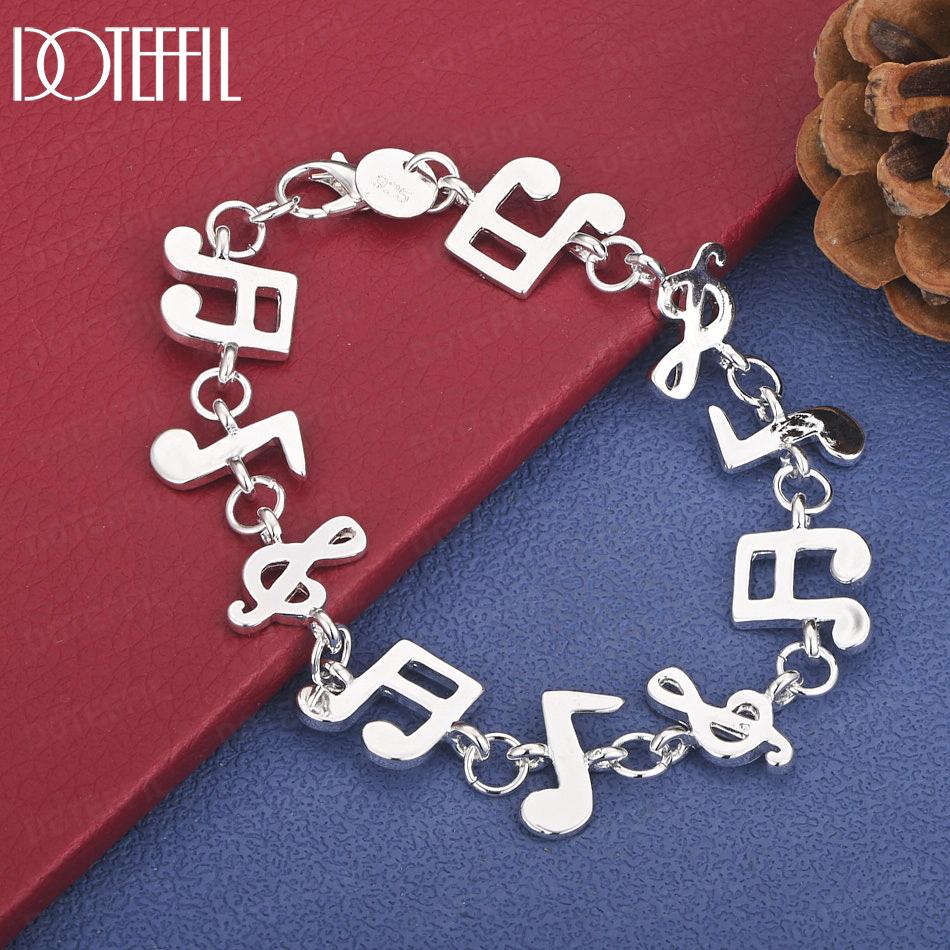 925 Sterling Silver Fashion Musical Symbol Bracelet Wedding Jewelry