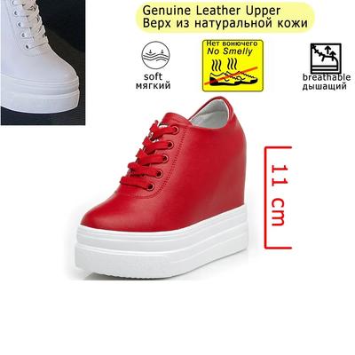 Fujin натуральная кожа платформа танкетка весна осень массивные женские повседневные туфли дышащие женские туфли 11 см скрытый каблук удобные туфли