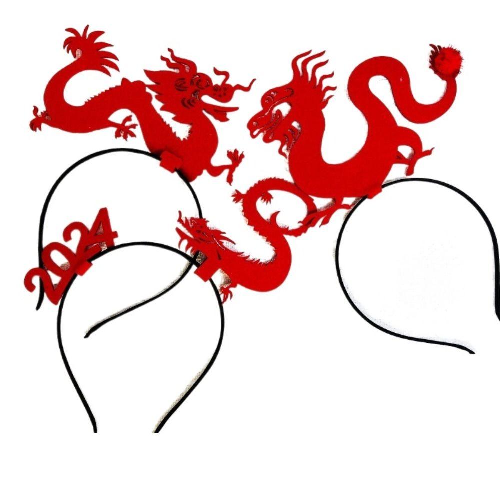 Mascot Dragon 2024 Happy New Year Headband Cartoon New Year Hairband Lovely Dragon Headband Girl