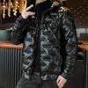 Cotton Coat Hooded Smooth Surface Solid Color Long Sleeves Cardigan Cold-proof Padded Plus Size Men Winter Coat for Outdoor