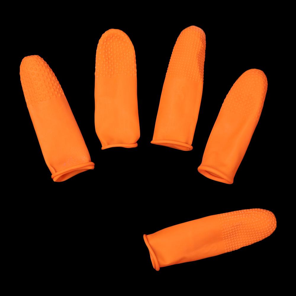 100PCS Finger Cots Orange Reusable Natural Rubber Latex Non-slip Finger Cover Fingertip Protector Industry Gloves Nail Art Tool