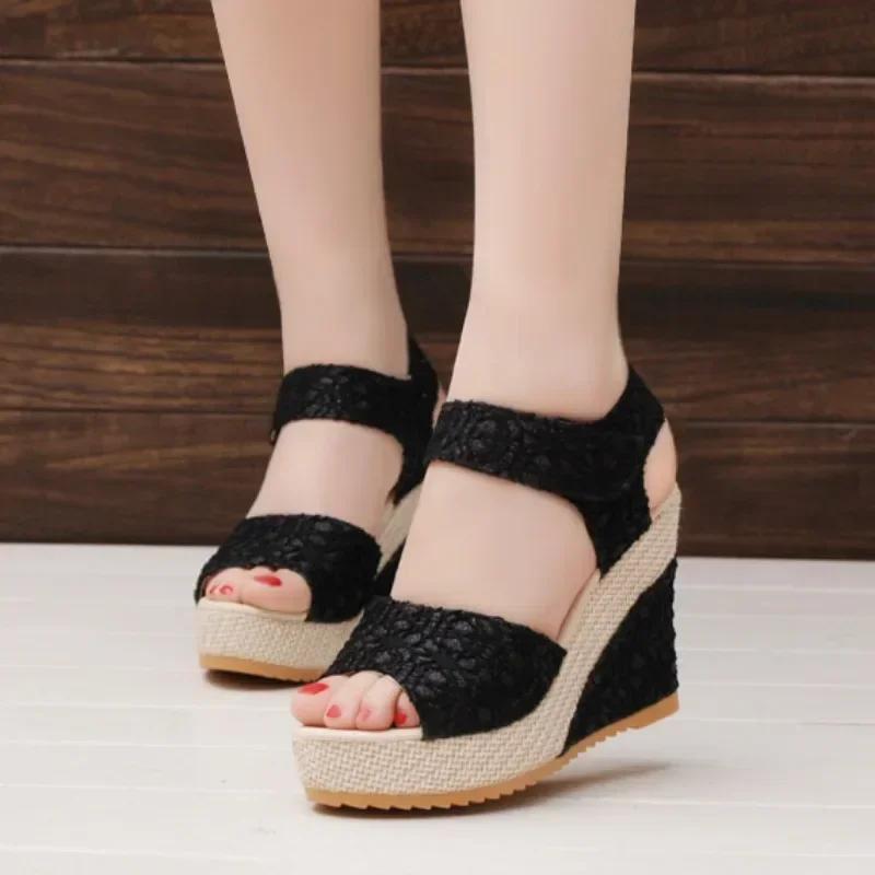 Female Shoes On Sale Fashion Open Toe Women's Sandals Summer Rome Outdoor Casual Waterproof Platform Wedge Sandals Zapatos