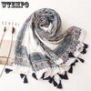 Women's Ethnic Style Beach Towel Artistic Print Cotton Linen Soft Long Silk Scarf Sunshade Shawl