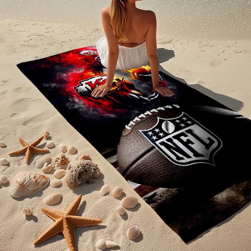 Kansas City Chiefs Football Microfiber Beach Towel, Lightweight And Quick-Dry, for Summer Travel, Beach Essential, Swimming Pool