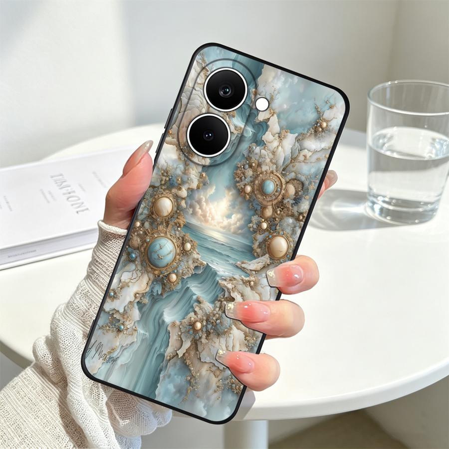 Phone Cover Case for Xiaomi Poco X8 Pro M5 C50 F3 C61 M3 M4 M7 F1 C75 X3 X4 X5 X7 C71 C85 F8 Aqua Gold Agate
