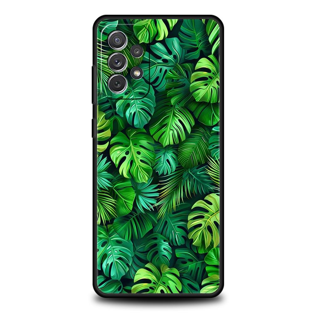Чехол для телефона Monstera Green для Samsung A51 A71 A21S A17 A11 A15 A25 A41 A23 A33 A53 A73 A07 A03S A05S A13 A35 A55 5G