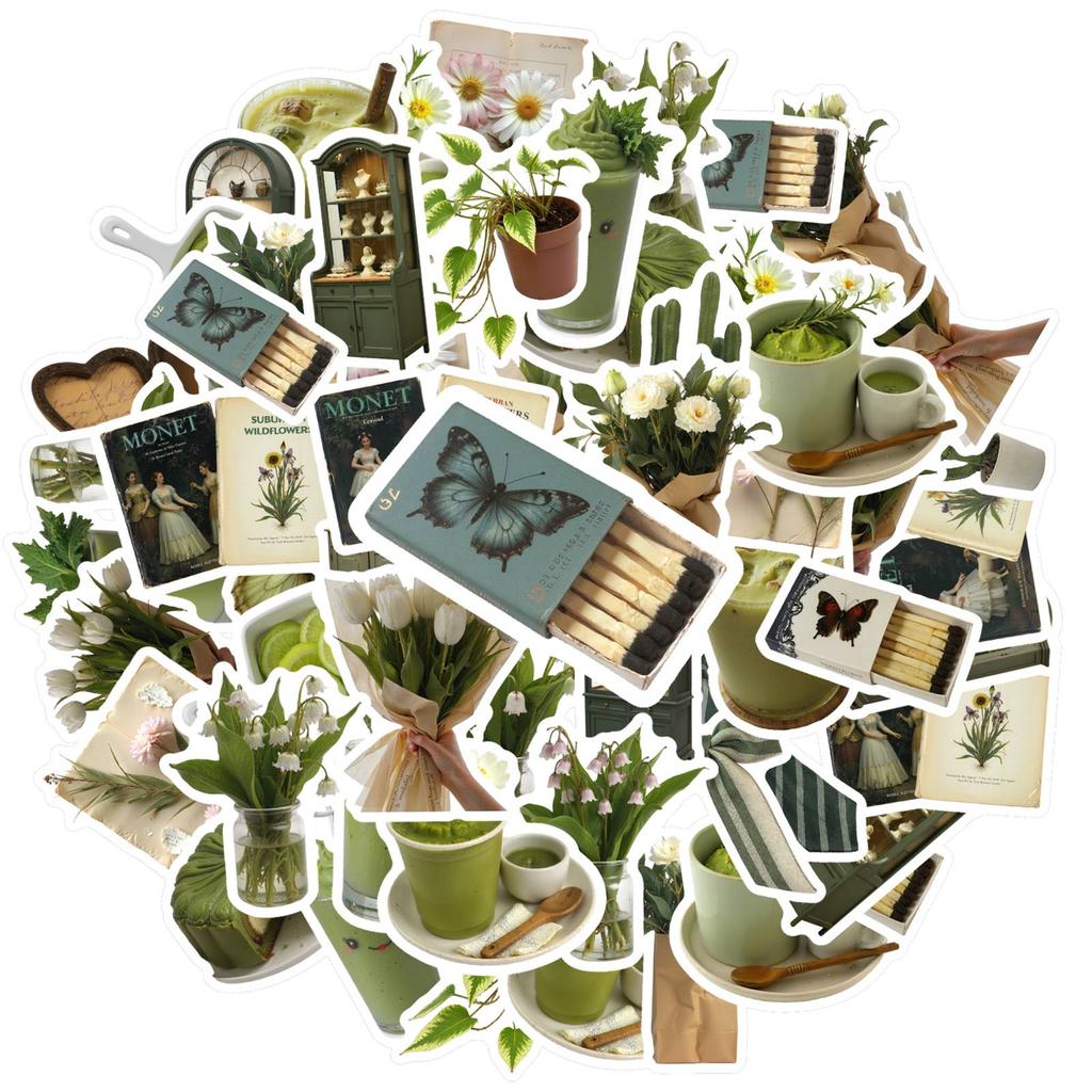 35pcs-50pcs Vintage Botanical Stickers Natural Nature Vintage Stickers Nature Sticker Pack For Suitcase Fridge Phone Luggage