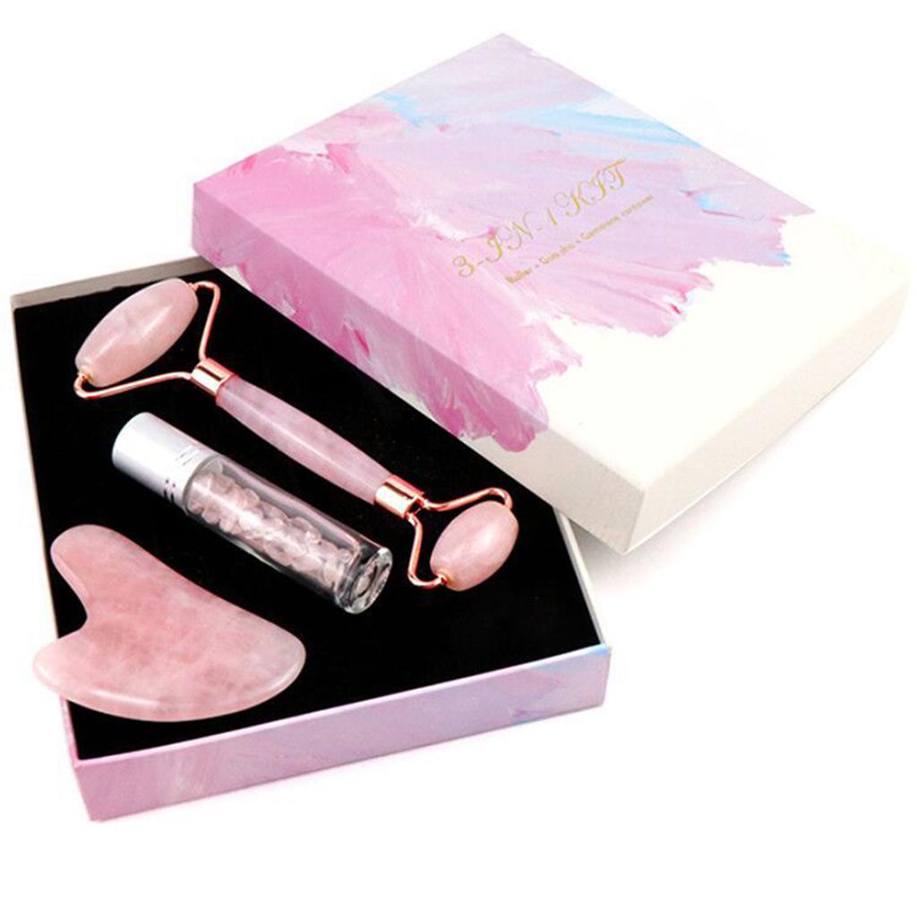 Набор для массажа лица Jade Rollers, набор для ухода за кожей вокруг глаз и GuaSha, помогает уменьшить отеки и морщины