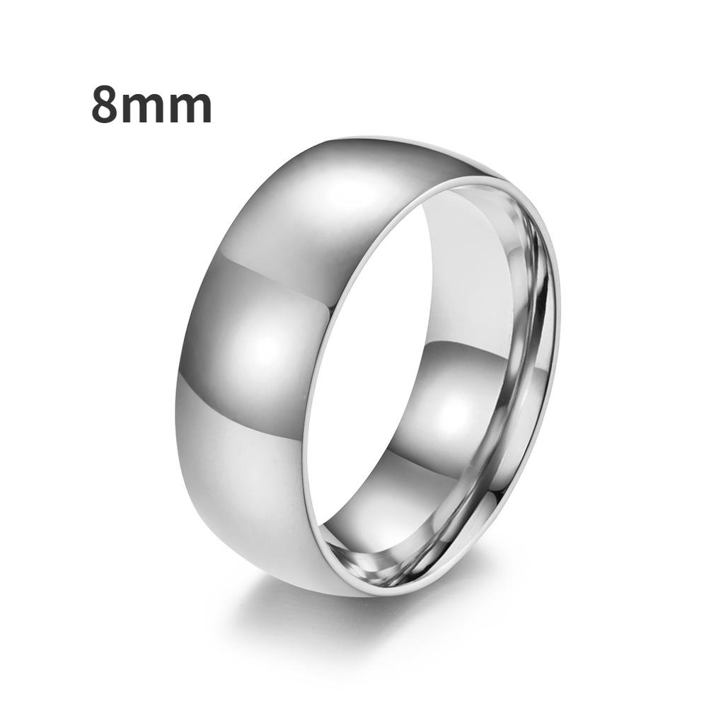 Простые обручальные кольца из блестящей титановой стали для мужчин и женщин, зеркальное кольцо с одной поверхностью, ювелирное изделие для пары, подарок