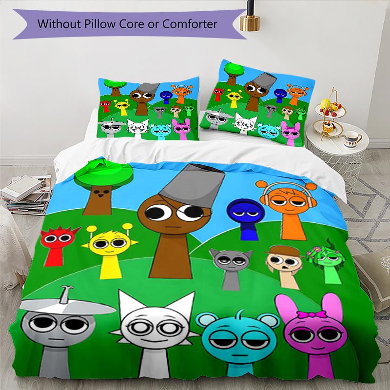 3pcs SPRUNKI1 Design Cover Set - HD Printed Bedding with 1 Cover and 2 Pillowcases - Perfect for Home and Dorm Decor