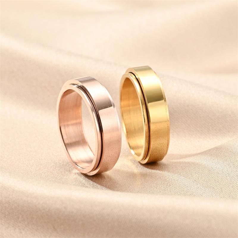 Simple 6mm Stainless Steel Anxiety Rings For Women Men Spinner Fidget Ring Stress Relieving Trend Punk Wedding Band Jewelry Gift