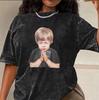Oversized Cotton Shortsleeved TShirt Praying Child Illustration Graphic Tee Soft Vintage Feel Loose Fit Top for Men  Women