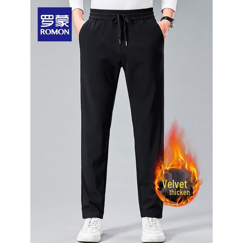 Romon Men's Fleece-Lined Straight Casual Pants