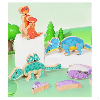4x Игрушки-конструкторы Dinosaur Snap, деревянные блоки динозавров, конструктор для мальчиков и девочек 3, 4, 5 лет