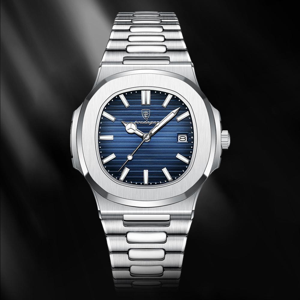 POEDAGAR новые роскошные мужские часы с коробкой, водонепроницаемые ультратонкие мужские кварцевые часы с календарем