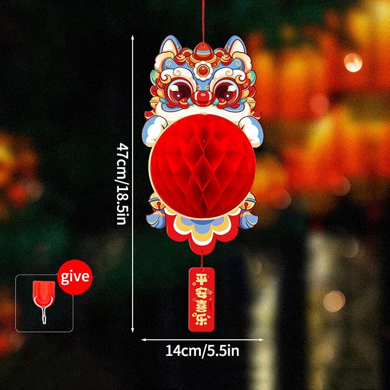 Китайский Новый год Красный бумажный фонарь 2025 Бумажные сотовые фонарики Китайский Праздник Весны Украшение Новогодние подвески