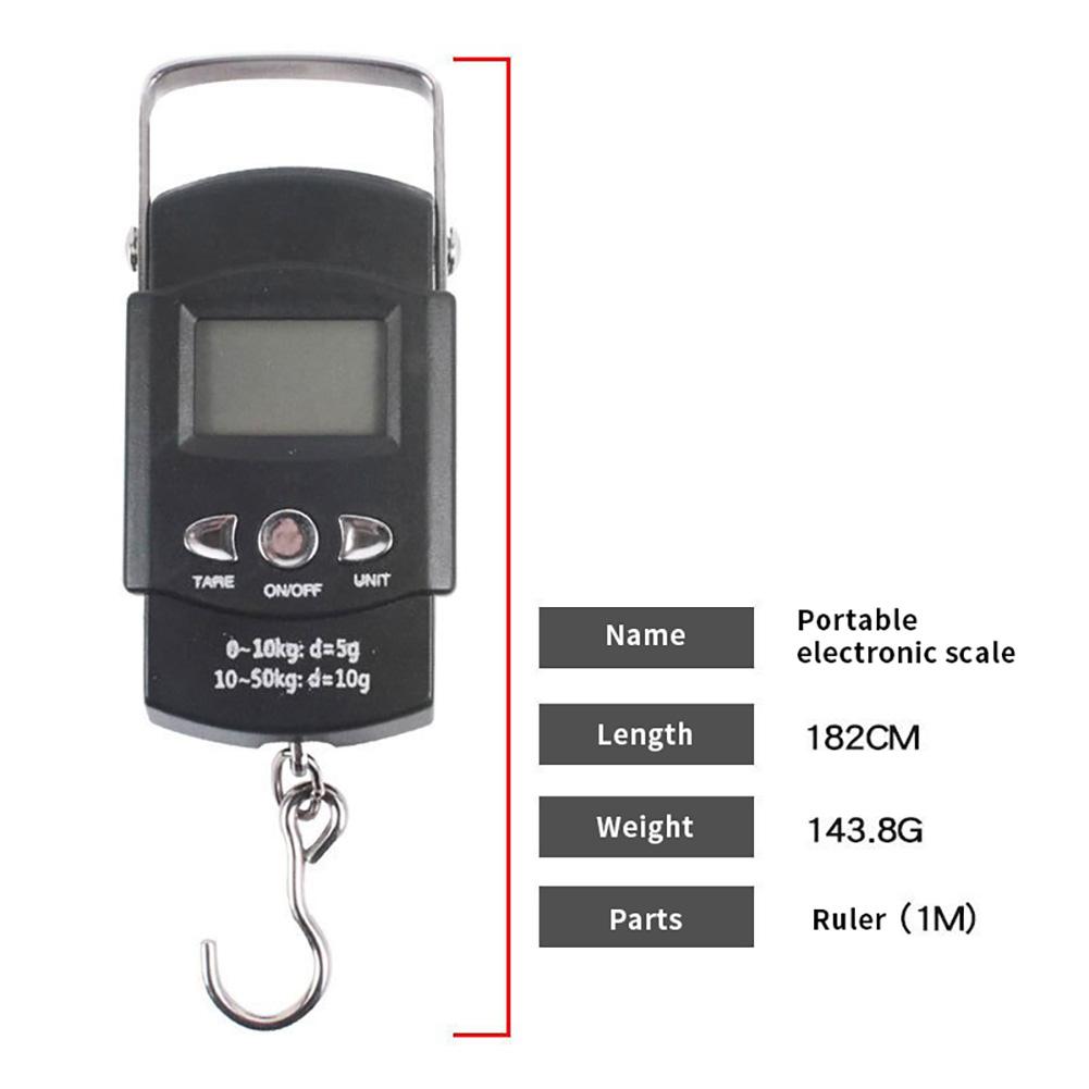 Portable Fishing Weight Scale, 110lb/50kg Lightweight Scales With 1m/ 3.2ft Tape Measure With Screen Hanging Fishing Luggage Scale For Home Outdoor