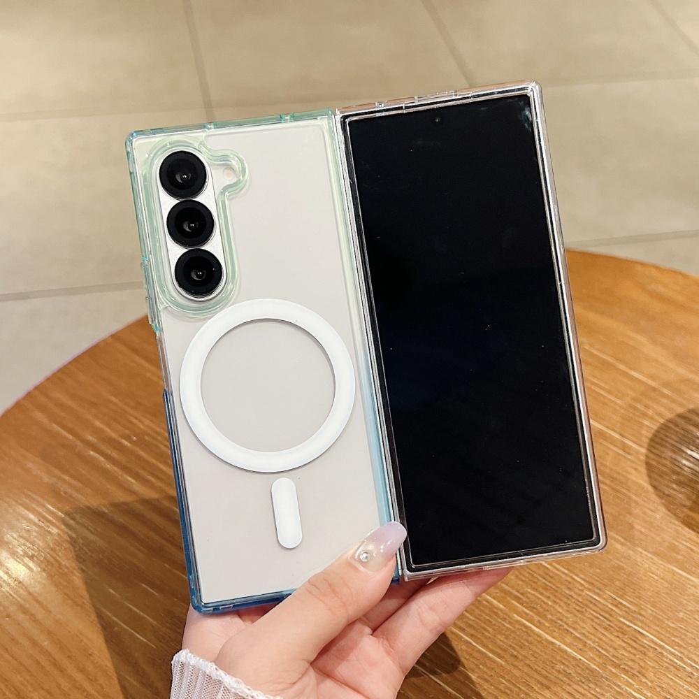 Для Magsafe Градиентный Двухцветный Прозрачный Чехол для Samsung Galaxy Z Fold 7 6 5 4 3 fold7 Магнитный Прозрачный Ударопрочный Чехол