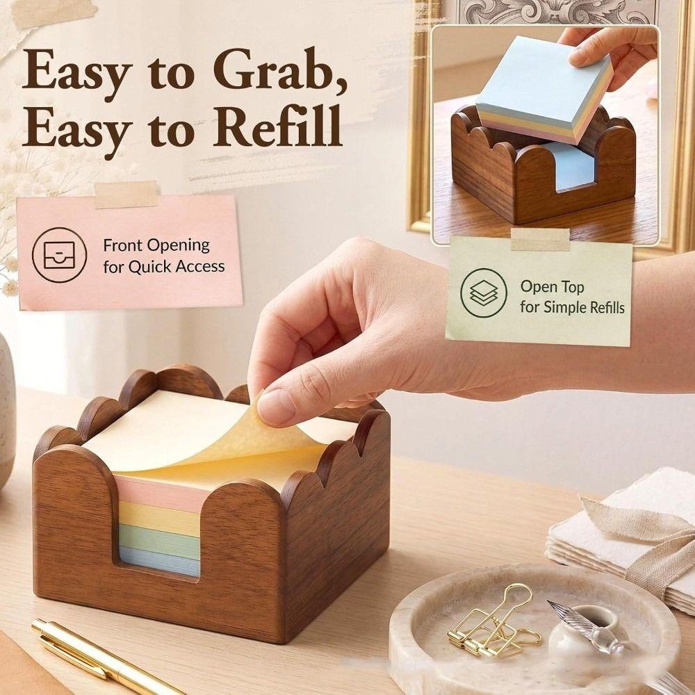 Wave Edge Sticky Note Holder Space Saving Memo Pad Dispenser Simple Card Organizer Wide Use