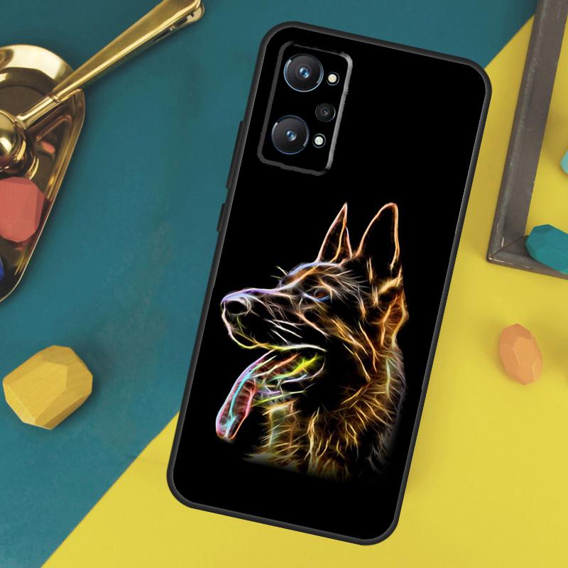 Cartoon German Shepherd Dog Case For Realme C53 C55 C67 C61 C75 C51 C21Y C25S GT 6 6T 5 GT7 Pro 10 11 12 13 14 Pro Plus