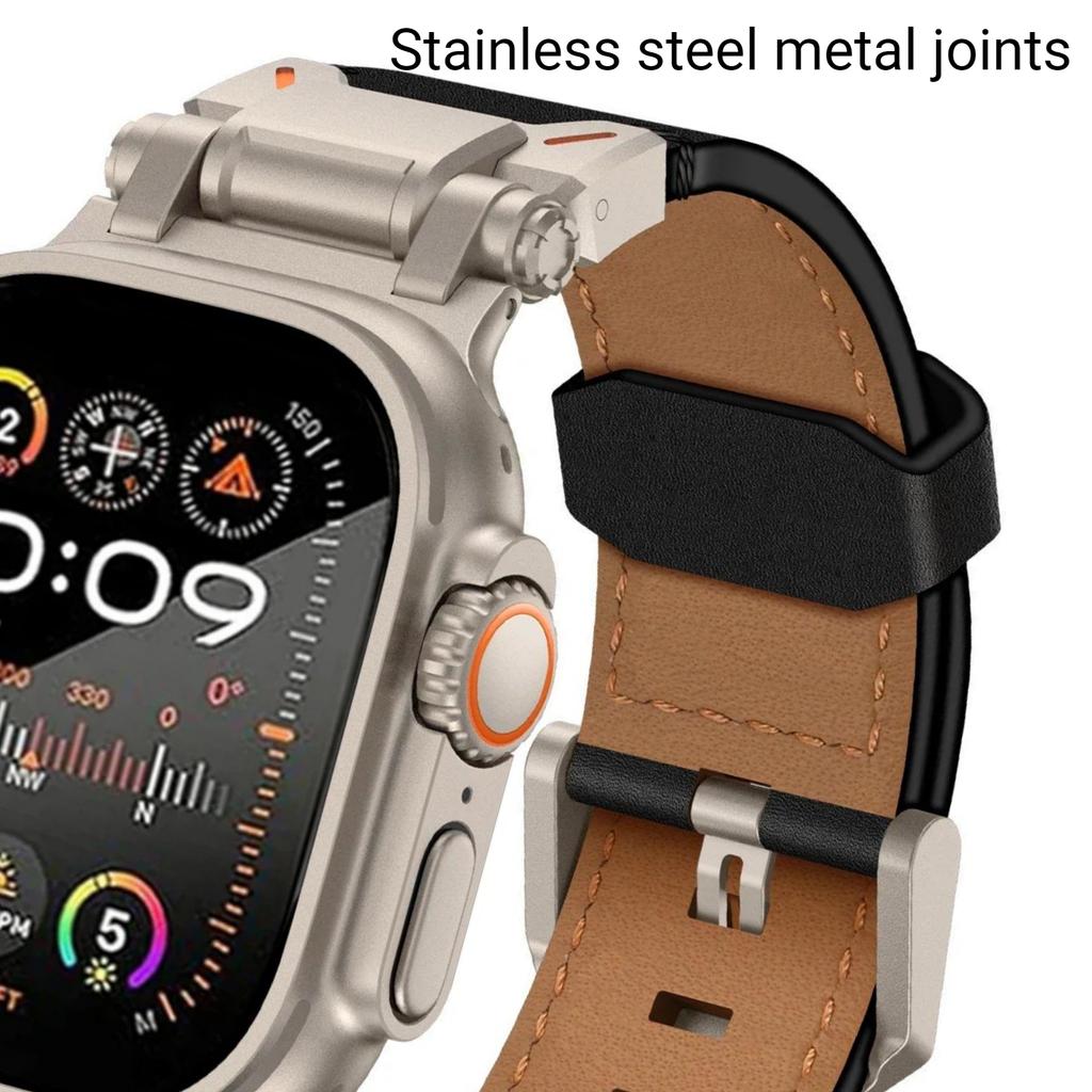 Кожаный ремешок для Apple Watch Ultra 2, 49 мм, 45 мм, 44 мм, ремешок для часов для iWatch Series 9, 8, 7, 6, 5 se 4, 42 мм, мужской браслет Correa