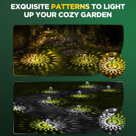 2/4/6 шт. Солнечные садовые водонепроницаемые автоматические фонари включения/выключения IP44 Энергоэффективные сверхъяркие светодиодные газонные лампы