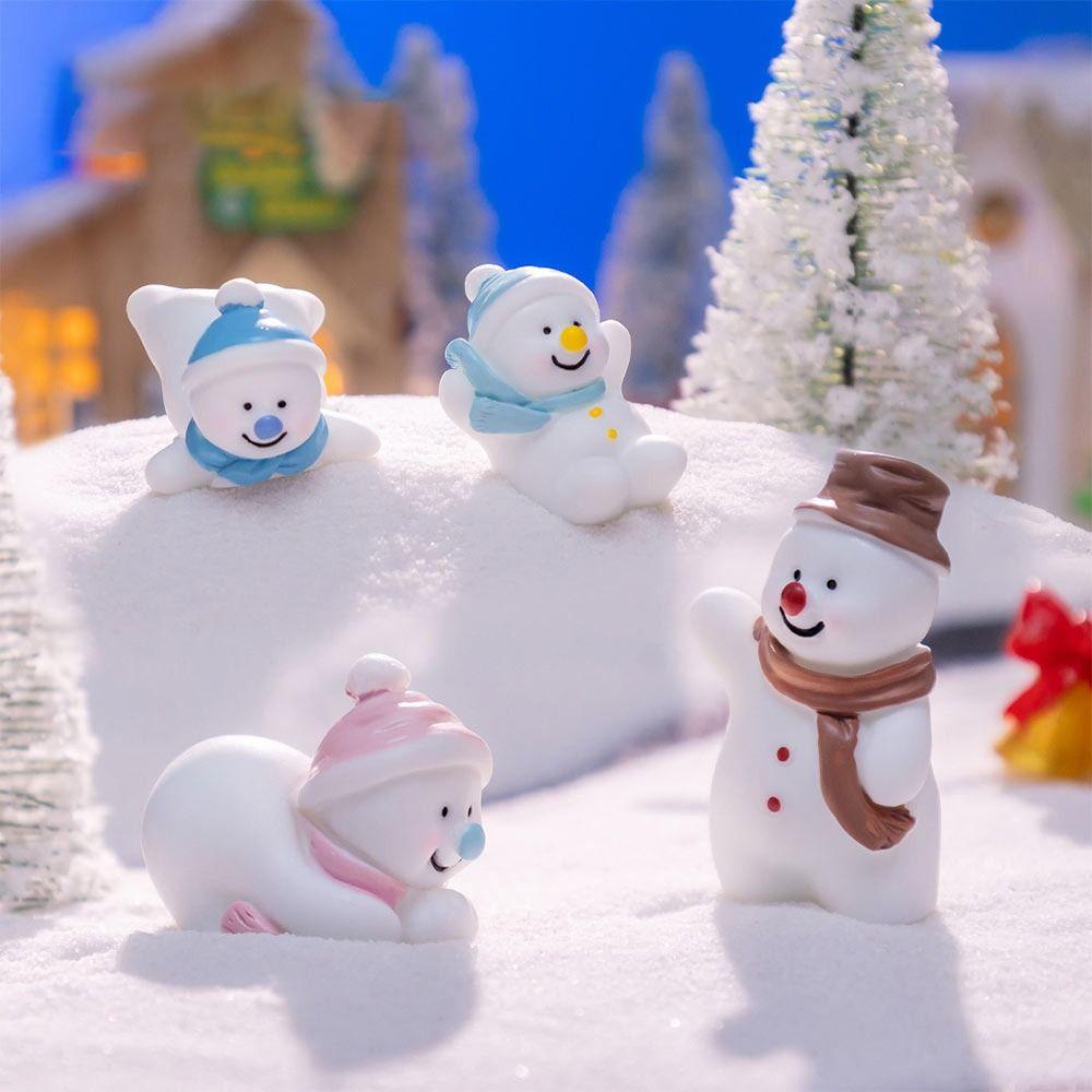 Рождественская мини-фигурка снеговика белая миниатюрная статуэтка снеговика подарок настольная безделушка