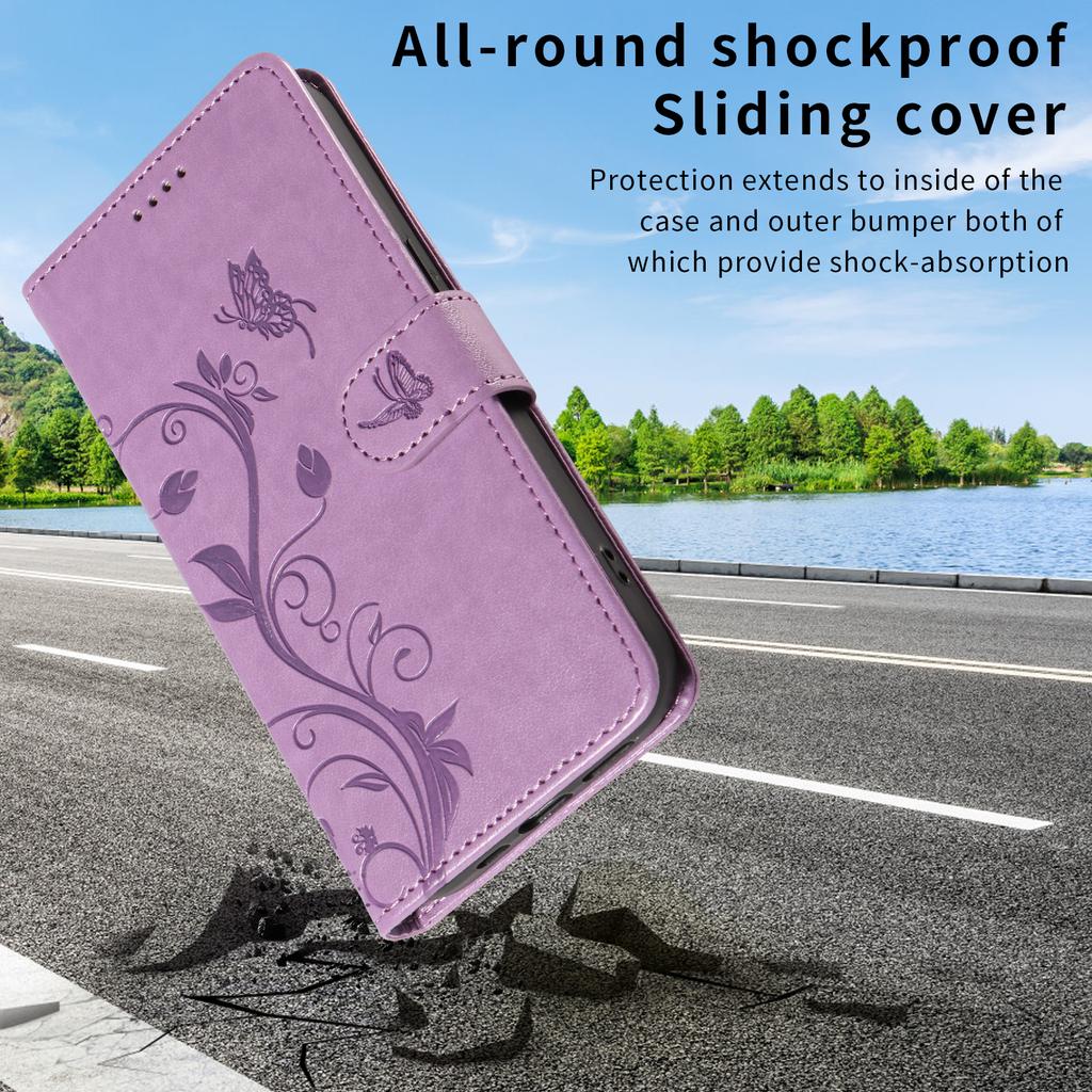 For OnePlus Nord 5 5G/OnePlus Ace 5 Ultra 5G PU Leather Cases Flower Pattern Wallet Stand Phone Cover with Strap - Light Purple