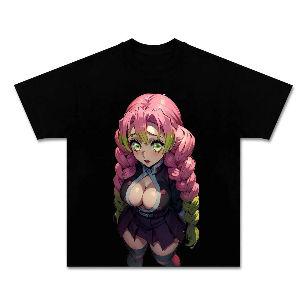 Anime Demon Slayer Mitsuri Kanroji Graphic TShirt 100Cotton unisex Oversized Shirt Unisex Short Sleeve ONeck Y2k Selling Popular