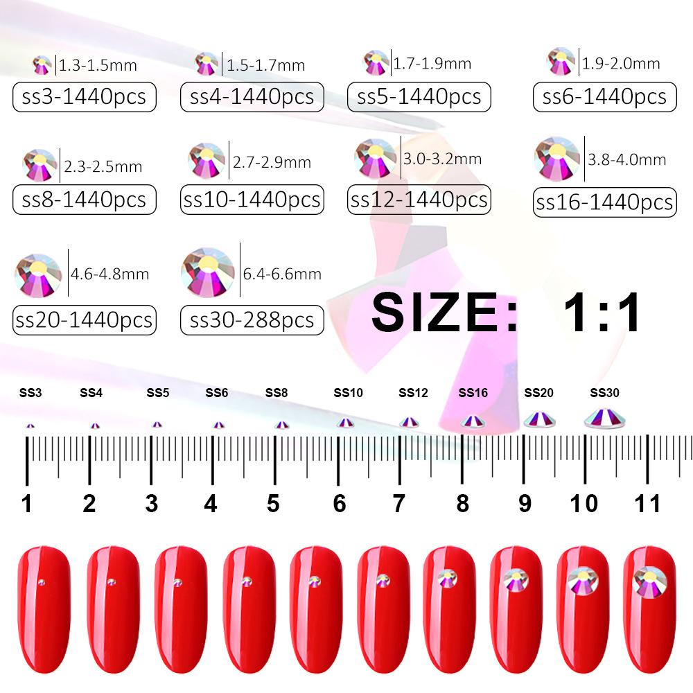 Pujiang Crystal Rhinestone Glass Flat Bottom Diamond Clothing Accessories Round Nail Drill Diy Stud Earrings Bag Sticker Drill