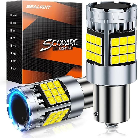 SEALIGHT 7443 7440 LED Bulb Amber, 2025 Canbus 7444na Front/Rear Turn Signal Bulb with Built In Resistor Anti Hyper Flash 7440a W21W 7441 WY21W T20,