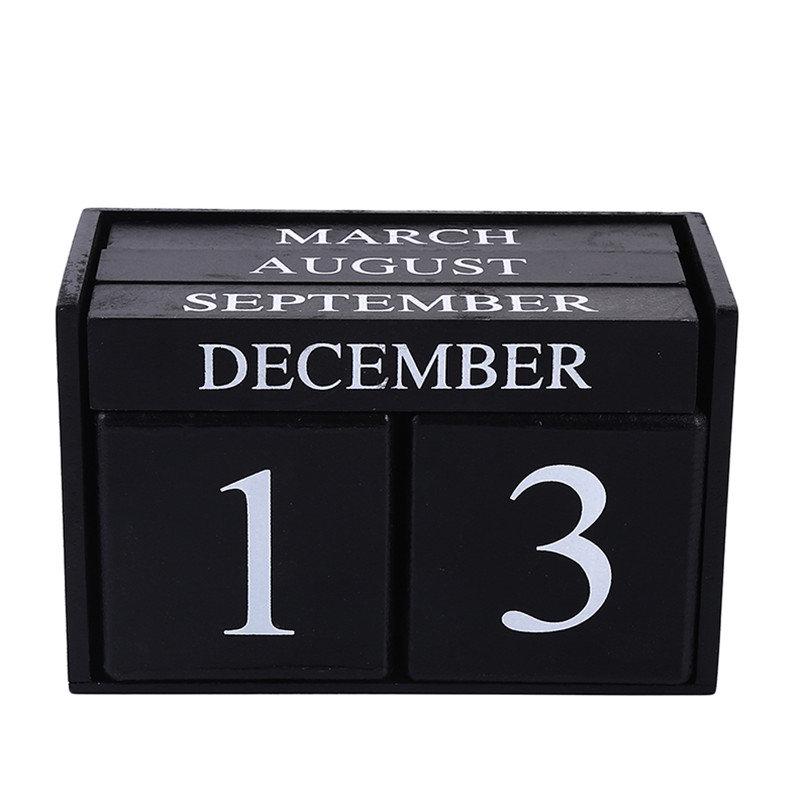 Календарь для декора Nordic White Black Wooden Calendar Simple DIY Wood Blocks Home Decoration