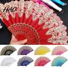 Dancing Fan Folding with Hanging Ring Smooth Opening Comfortable Grip Dance Clear Pattern Chinese Style Fabric School Supply