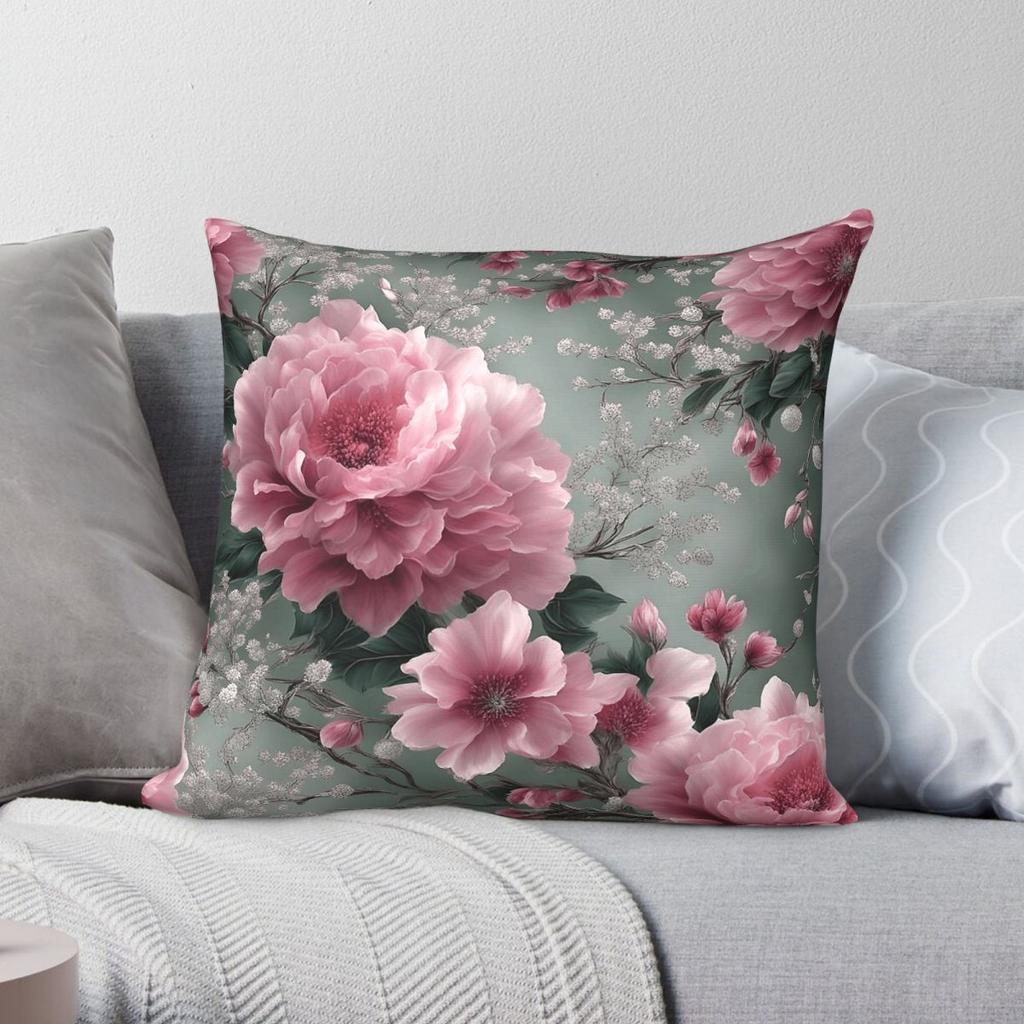 Camilla Flowers Pillowcase Polyester Linen Velvet Printed Zip Decorative Sofa Seater Cushion Cover x