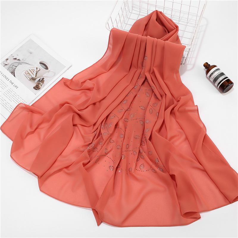 Женский Шифоновый Платок Хиджабы Для Женщин Лист Алмазный Кристальный Платок Хиджаб Шали Накидки Мусульманская Мода Платок Хиджаб Платок на Рамадан